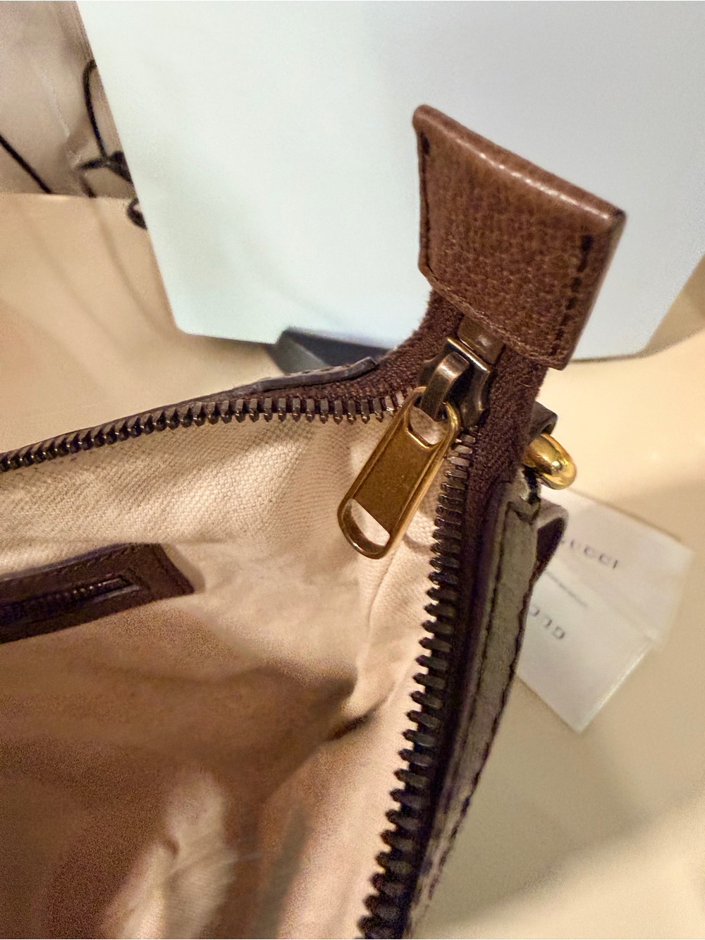 Gucci GG  ophidia half moon Supreme Web Stripe Shoulder Bag in Beige/Brown - Picture 9 of 16